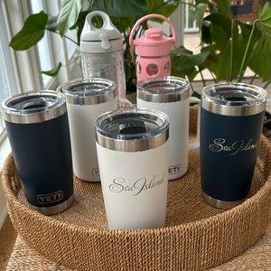 Yeti mug and tumbler assortment with Life Factory and Tervis water bottles 💦💦